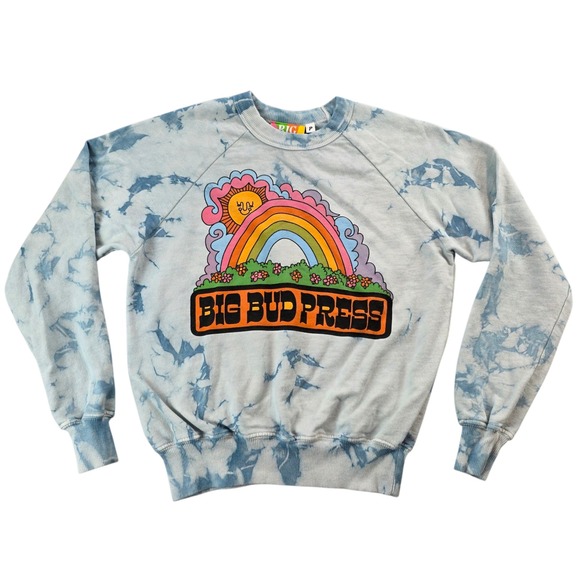 Big Bud Press Sweatshirt Rainbow Tie Dye Graphic Pullover Sweatshirt Women's XS - Picture 1 of 8